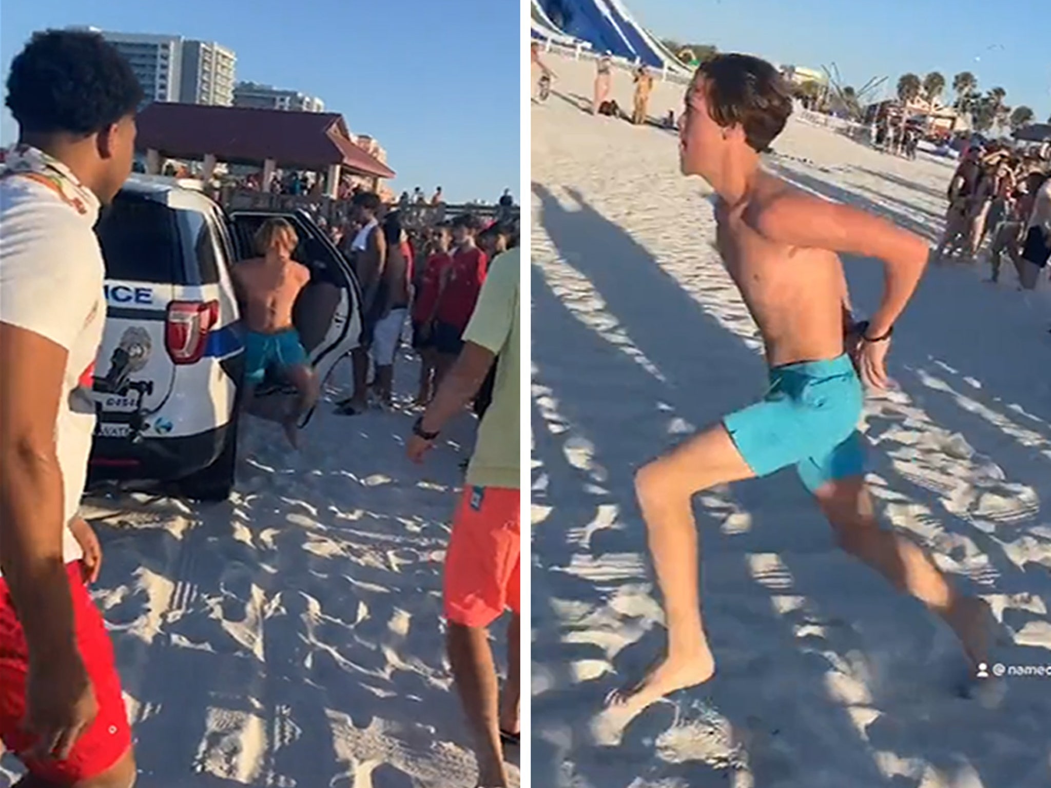 Spring Breaker Handcuffed But Flees From Cops Beach Crowd Cheers Him On