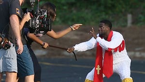 Kevin Hart Gets A Whipping in Chicken Costume On Set of New Movie