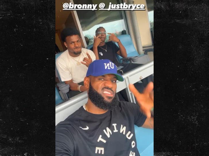 LeBron James seen at Dodgers game with son Bronny