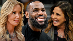LeBron James Cozies Up with Jeanie Buss, Linda Rambis at Lakers Game