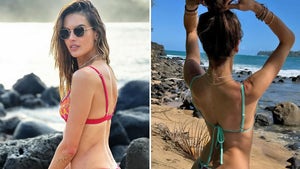 Alessandra Ambrosio On The Beach In Hawaii Wearing a Thong Bikini