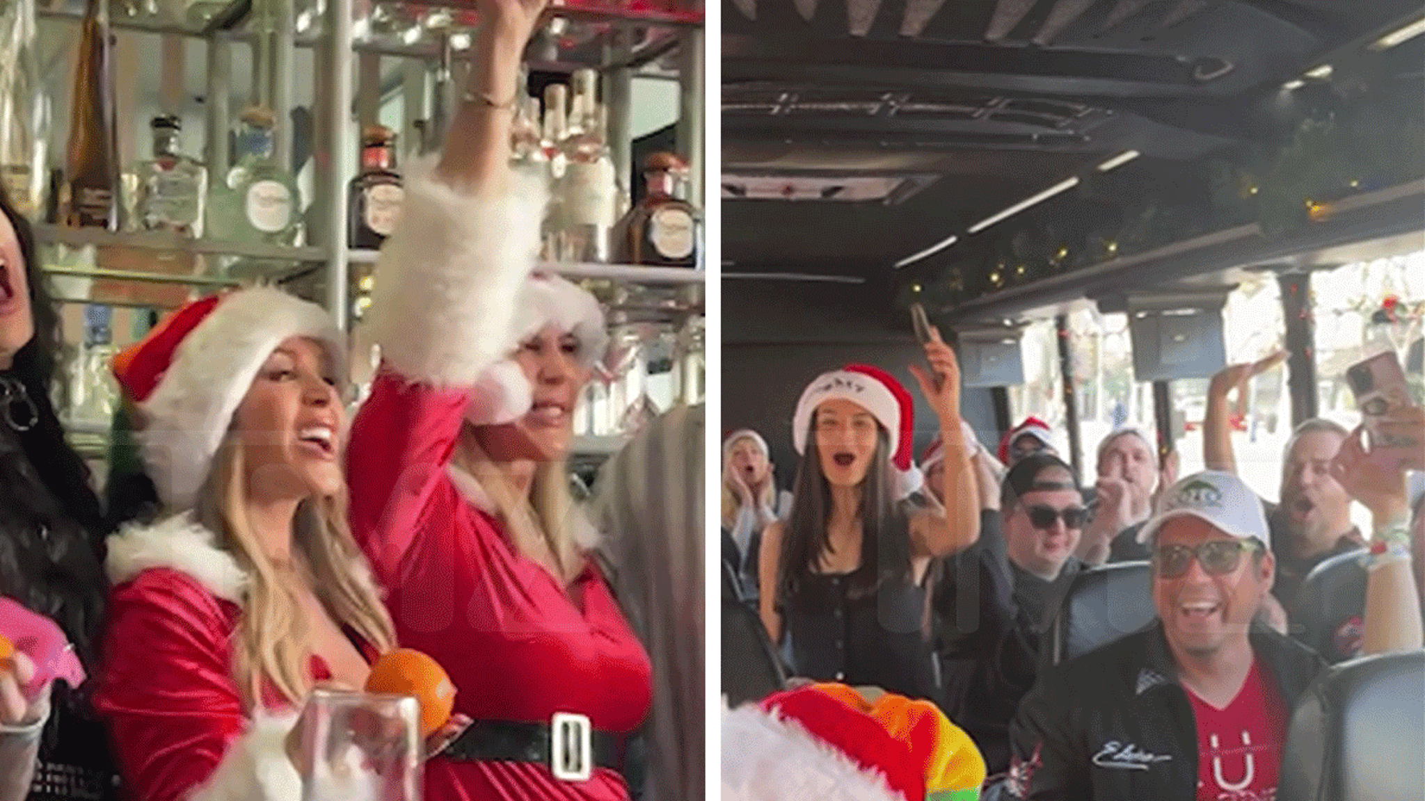 Tamra Judge, Vicki Gunvalson Wear Matching Santa Outfits on TMZ Brunch Tour Tamra Judge, Vicki Gunvalson Wear Matching Santa Outfits on TMZ Brunch Tour