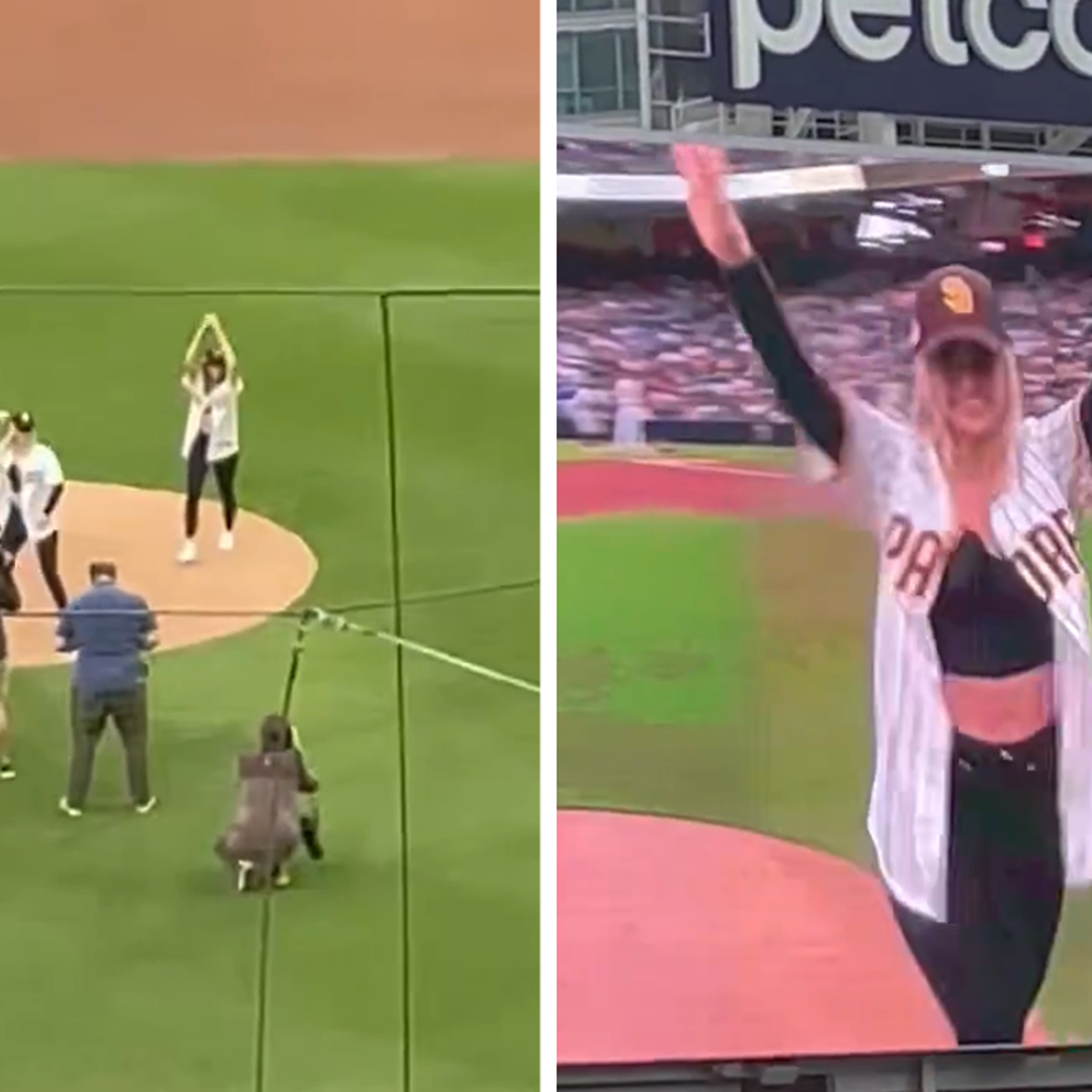 Ariana Madix and Scheana Shay match in baseball jerseys at Padres