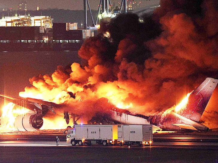 Japan Airlines Plane Catches Fire on Runway