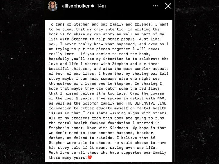 allison holker  statement instagram