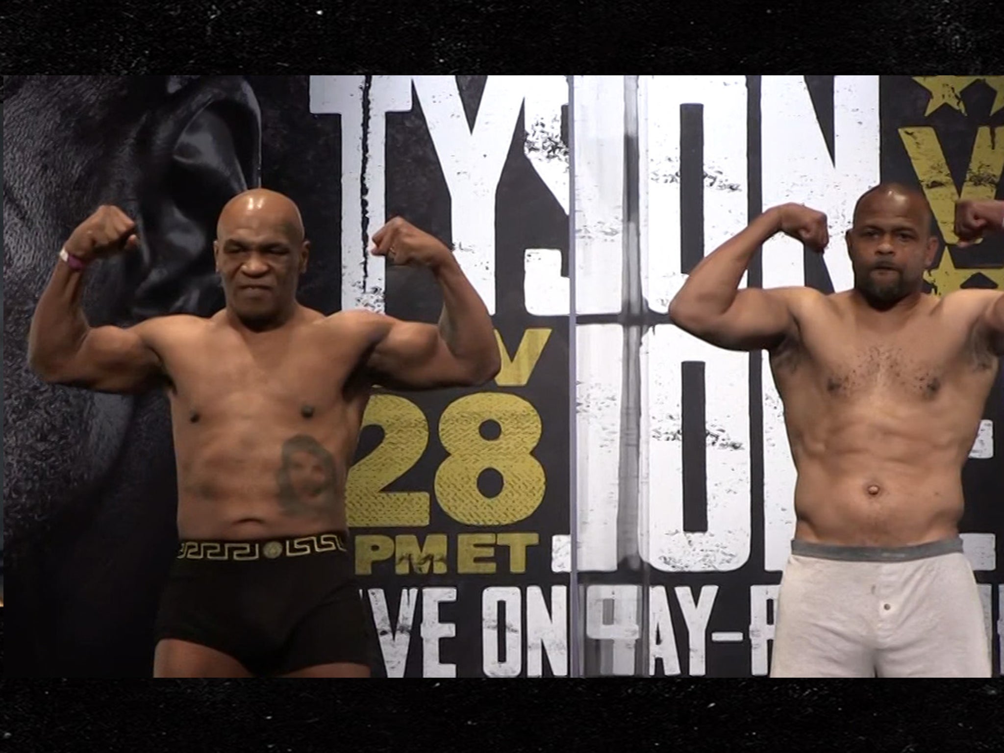 Mike Tyson Strips Down and Flexes at Weigh-In for Roy Jones Jr Fight, Ripped at 54!