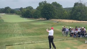 Donald Trump Tees Off At LIV Event With DeChambeau, Dustin Johnson