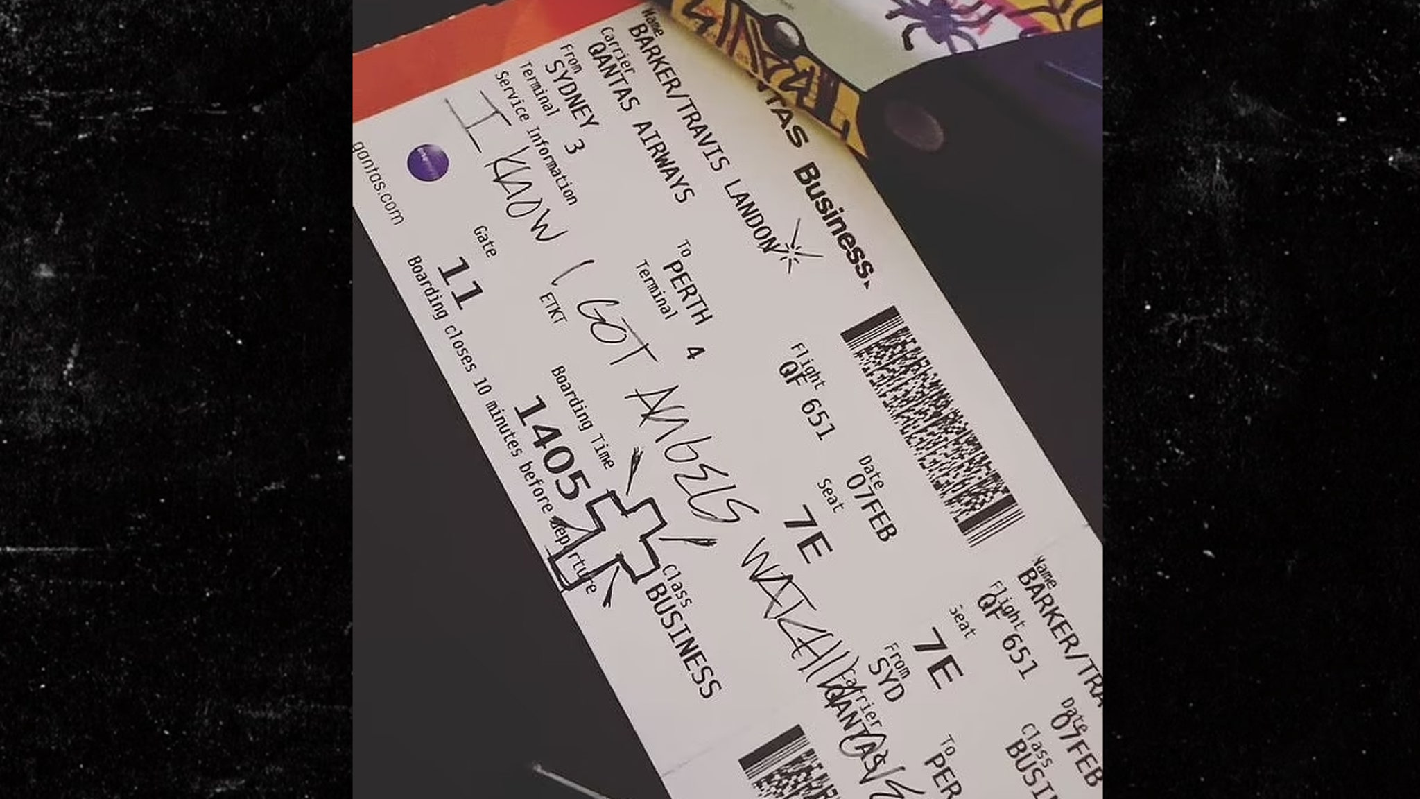 Travis Barker Selling His Boarding Pass for Charity, Historic Significance, image size:2048x1152