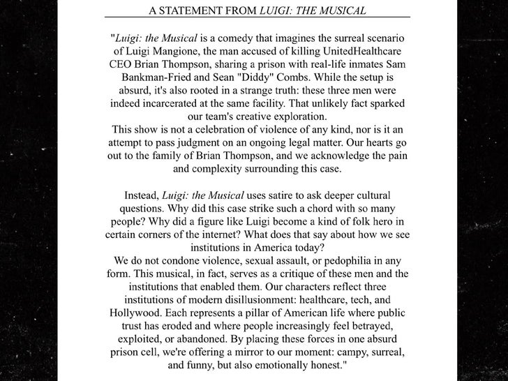 luigi mangione musical statement instagram