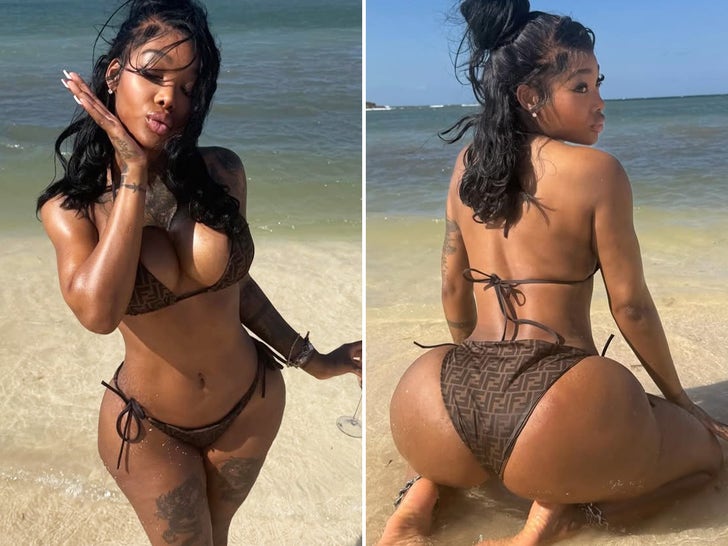 Sessão de fotos sexy de gata de praia de Summer Walker