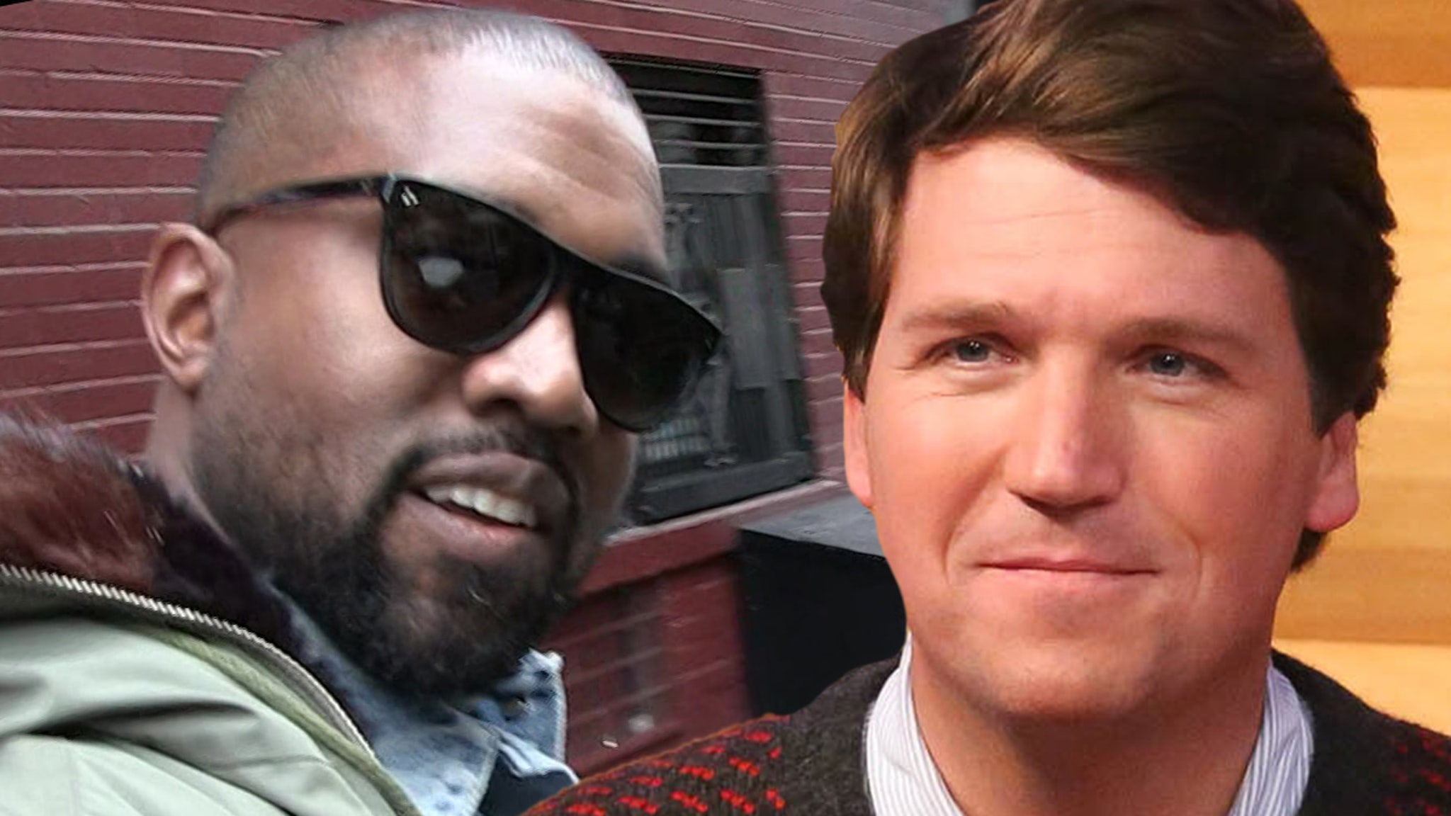 Kanye West se sienta con Tucker Carlson de Fox News para una entrevista en Los Ángeles.