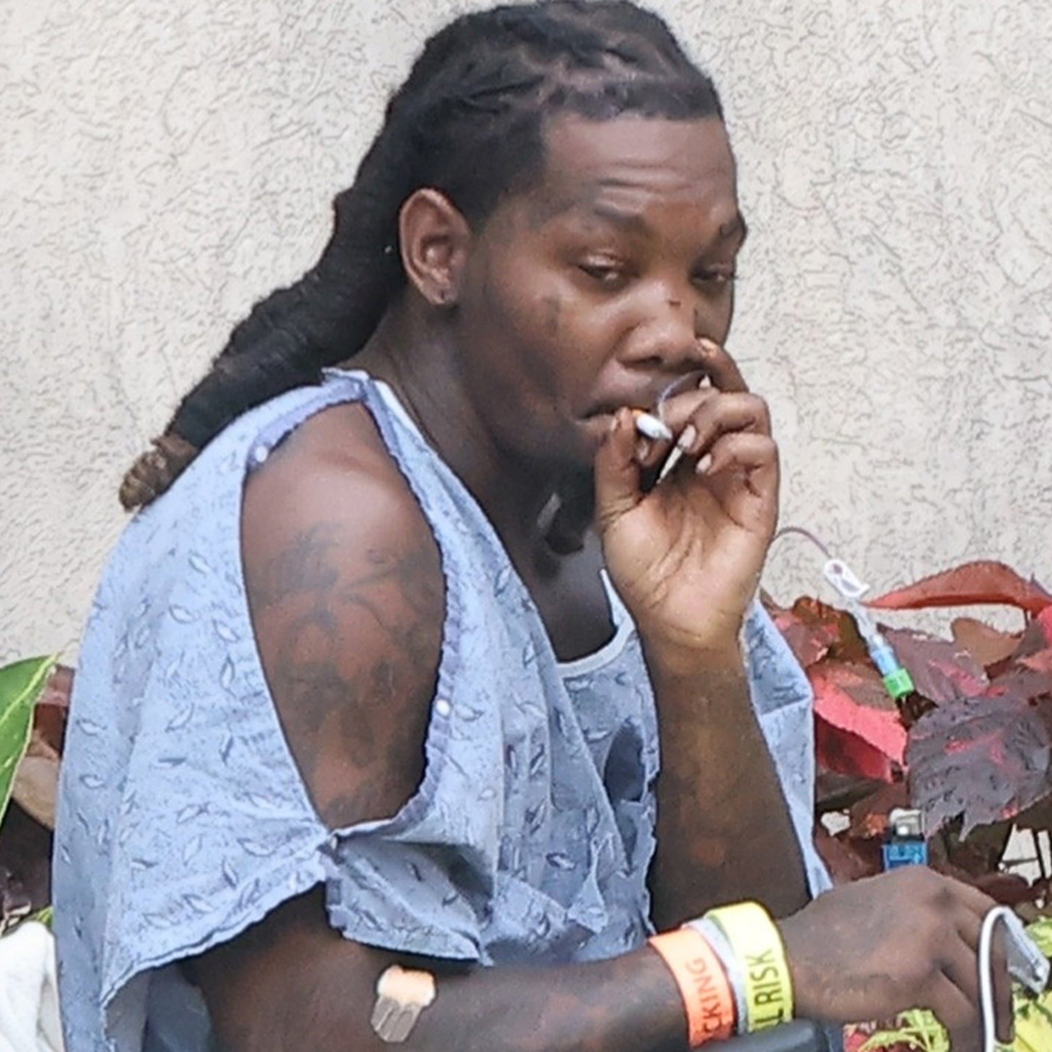 Offset Seen for First Time Since Being Shot, Smoking in Hospital Gown