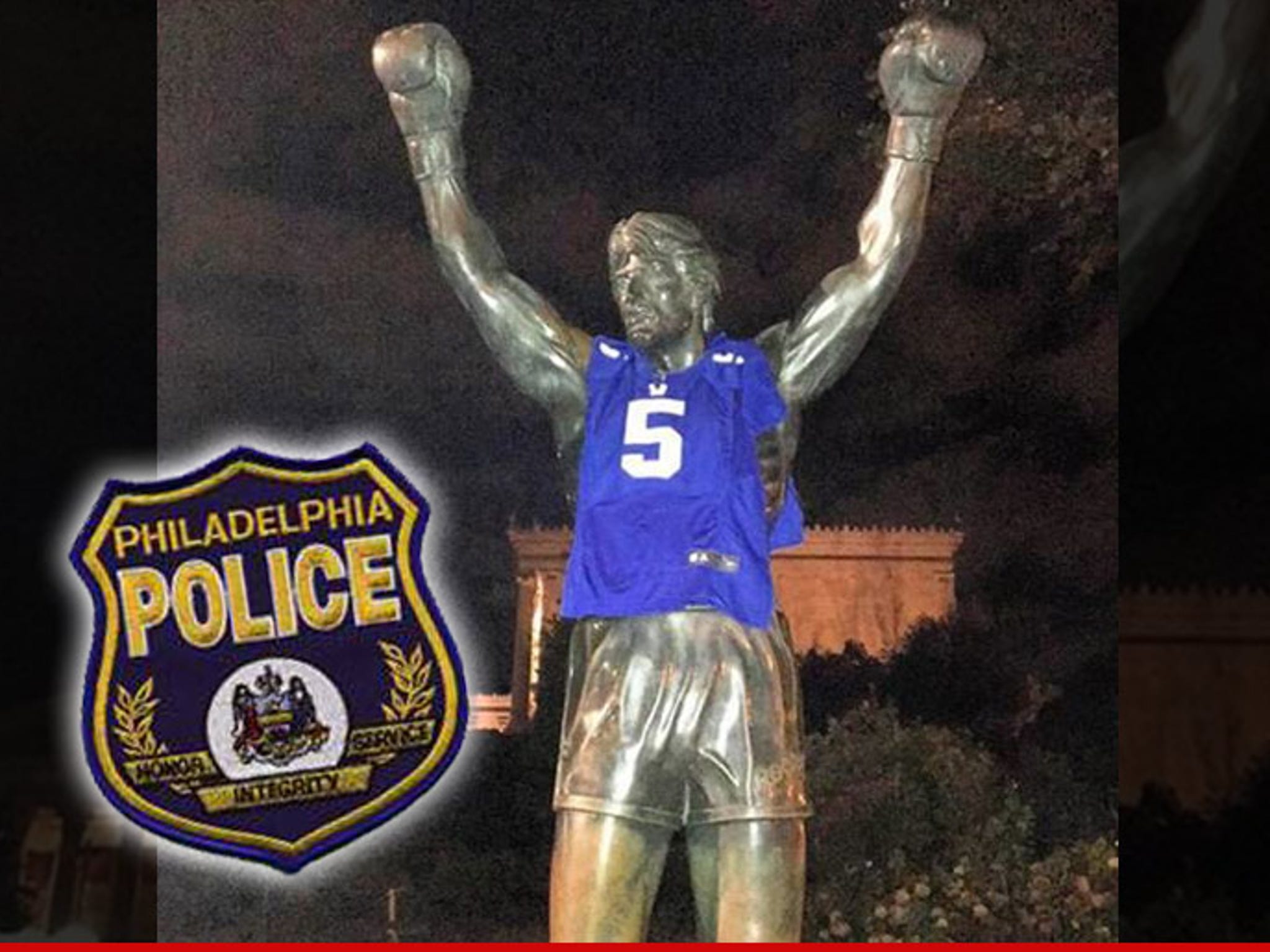 Philadelphia Police: Giants Jersey On Rocky Statue  'Crime Against  Humanity'