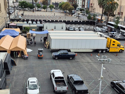 Moving Trucks Outside Jimmy Kimmel Show mega 1