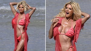 Victoria Silvstedt Wearing A Red Bikini During A Photoshoot In Miami