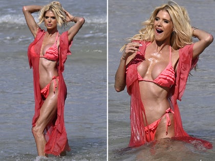 Victoria Silvstedt Wearing A Red Bikini During A Photoshoot In Miami