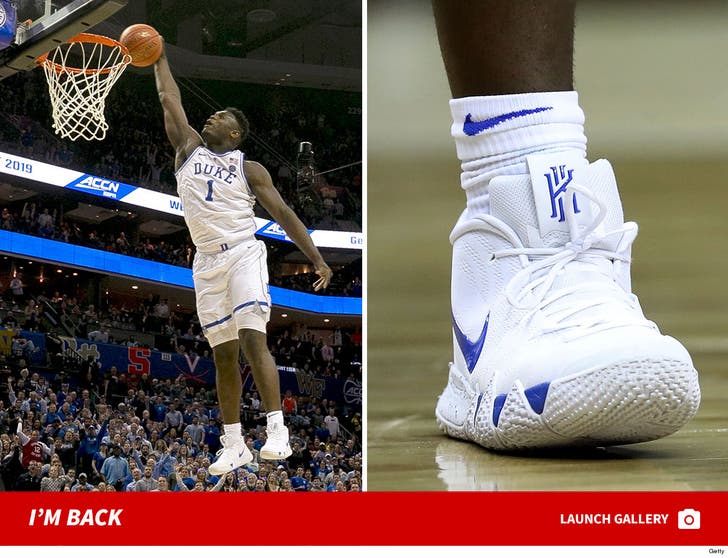 Zion Williamson is Back and Wearing Kyrie 4 Shoes