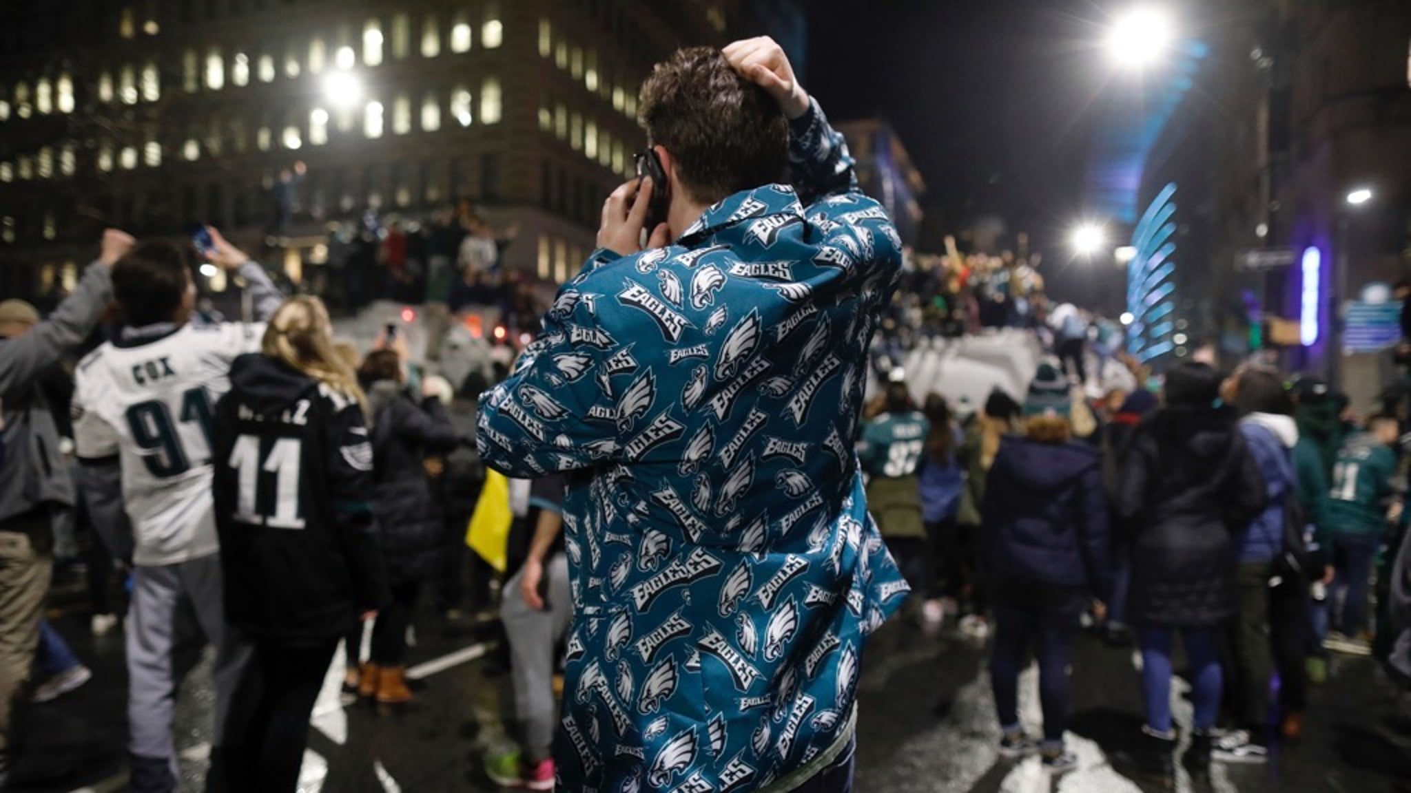 Eagles Fans Hit the Streets of Philadelphia after Super Bowl Win