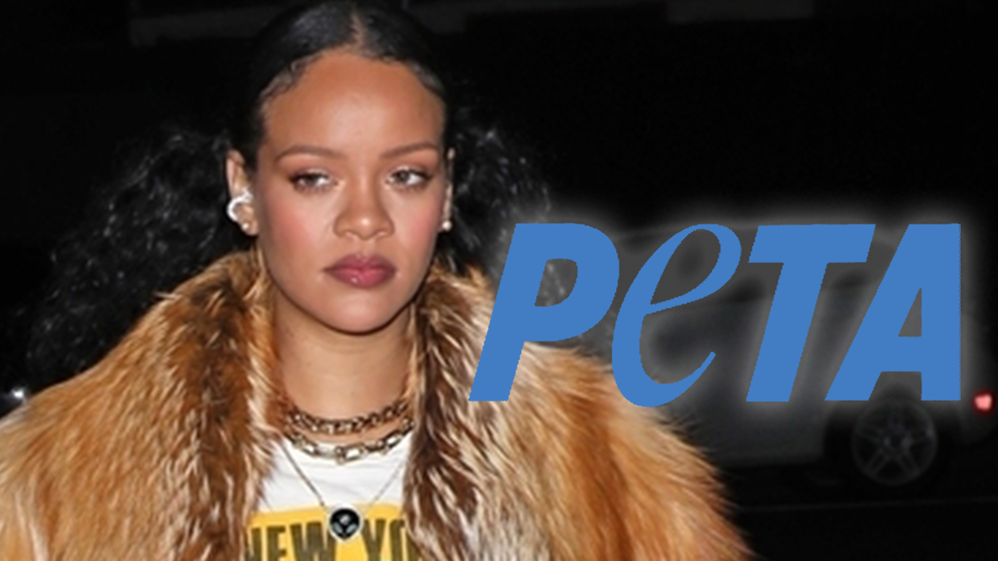 Rihanna was gifted a faux fur coat from Peta after appearing to wear a real fur coat