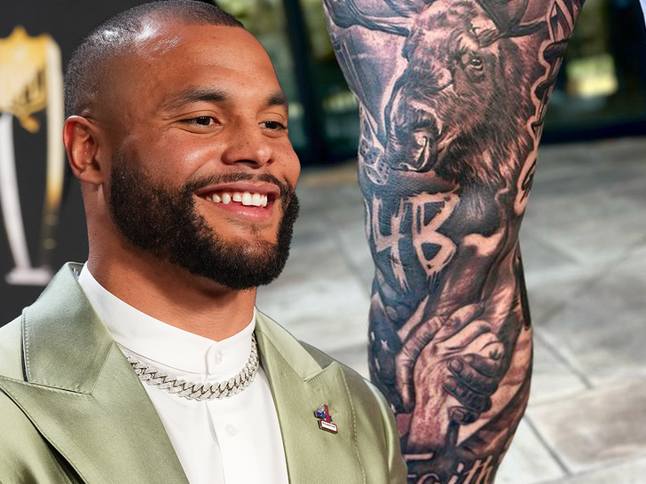 Dak Prescott Gets Huge Leg Tattoo W/ Tributes To Mom, Brother, Kobe &  Muhammad Ali