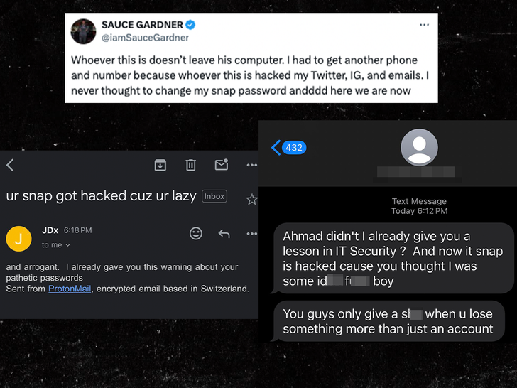 Sauce Gardner txts email on getting hacked