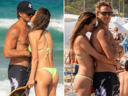 Alessandra Ambrosio And Buck Palmer Kissing On A Beach In Brazil