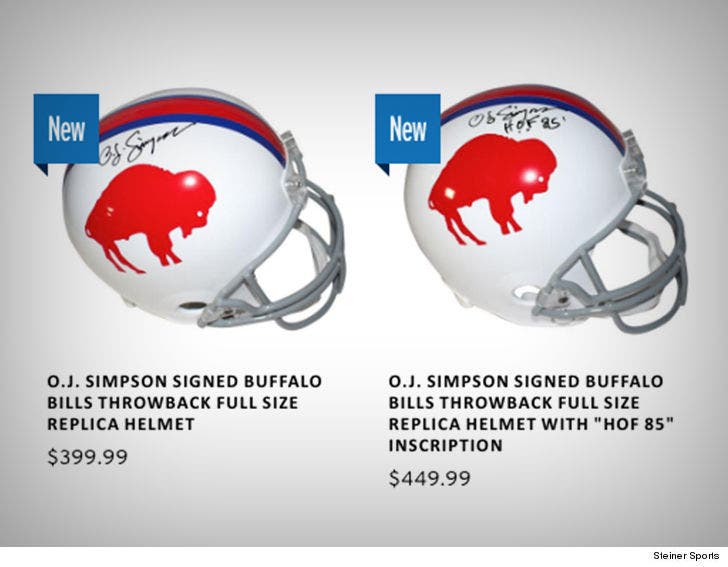 Newly Signed OJ Simpson Helmets Selling for Big Bucks on Steiner