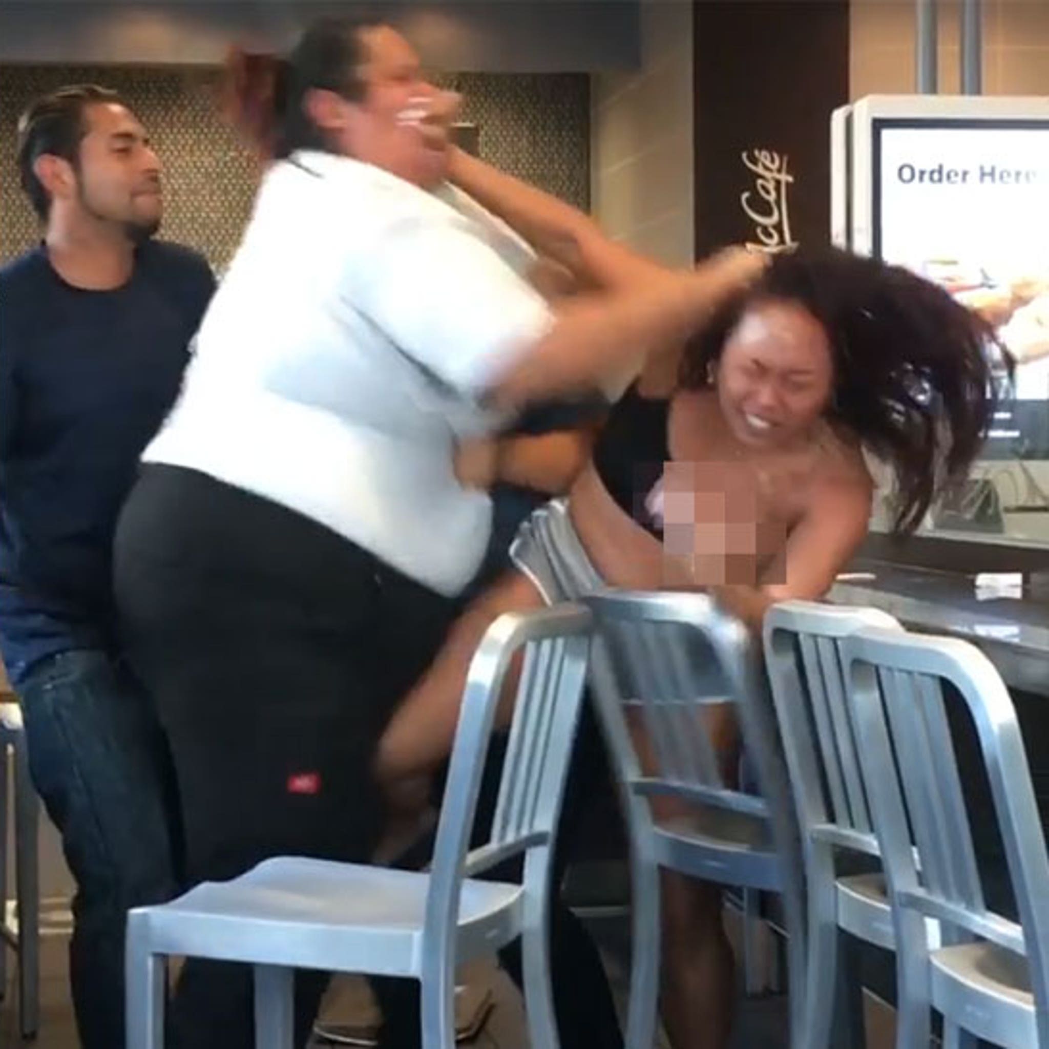 Street fighting until the boobs fall out