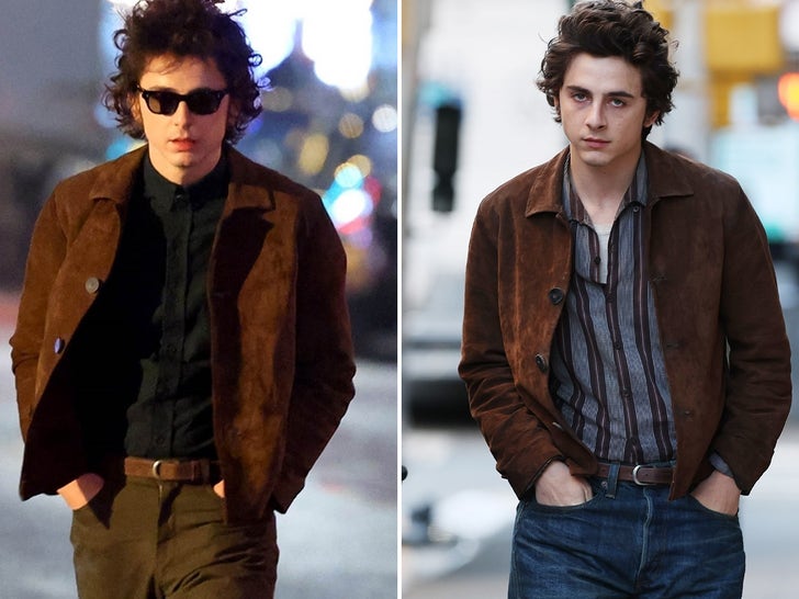 Timothée Chalamet Transforms Into Bob Dylan On The Set of 'A Complete Unknown' in NYC