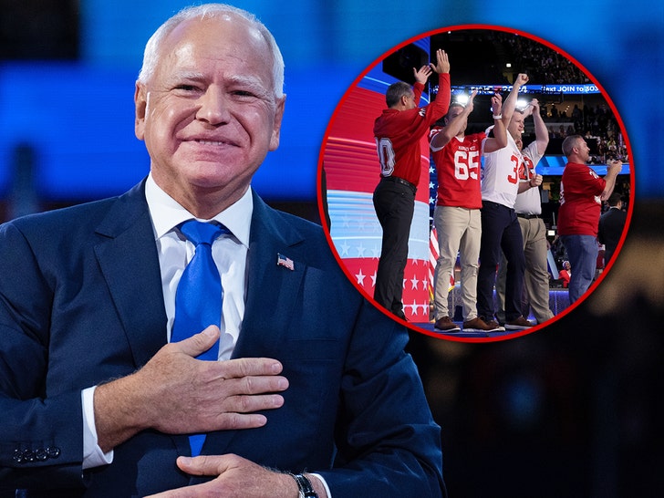 Tim Walz's Former Football Players Take Stage At Democratic National Convention