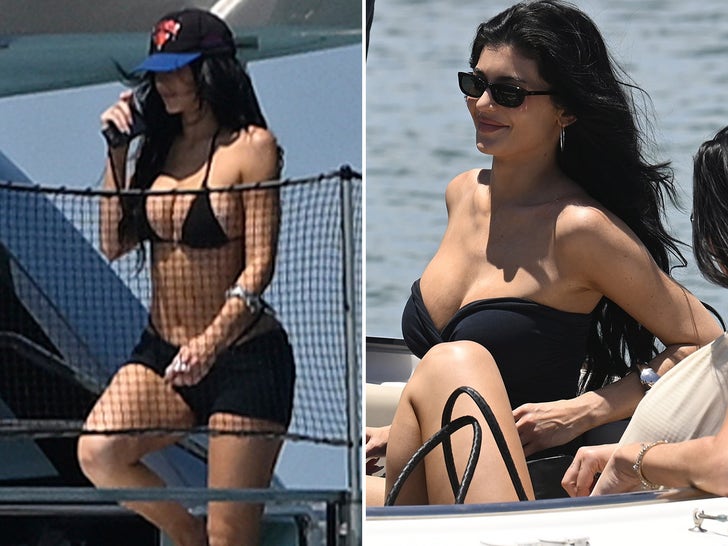 Kylie Jenner and Hailey Bieber Wearing Bikinis On A Yacht In Miami