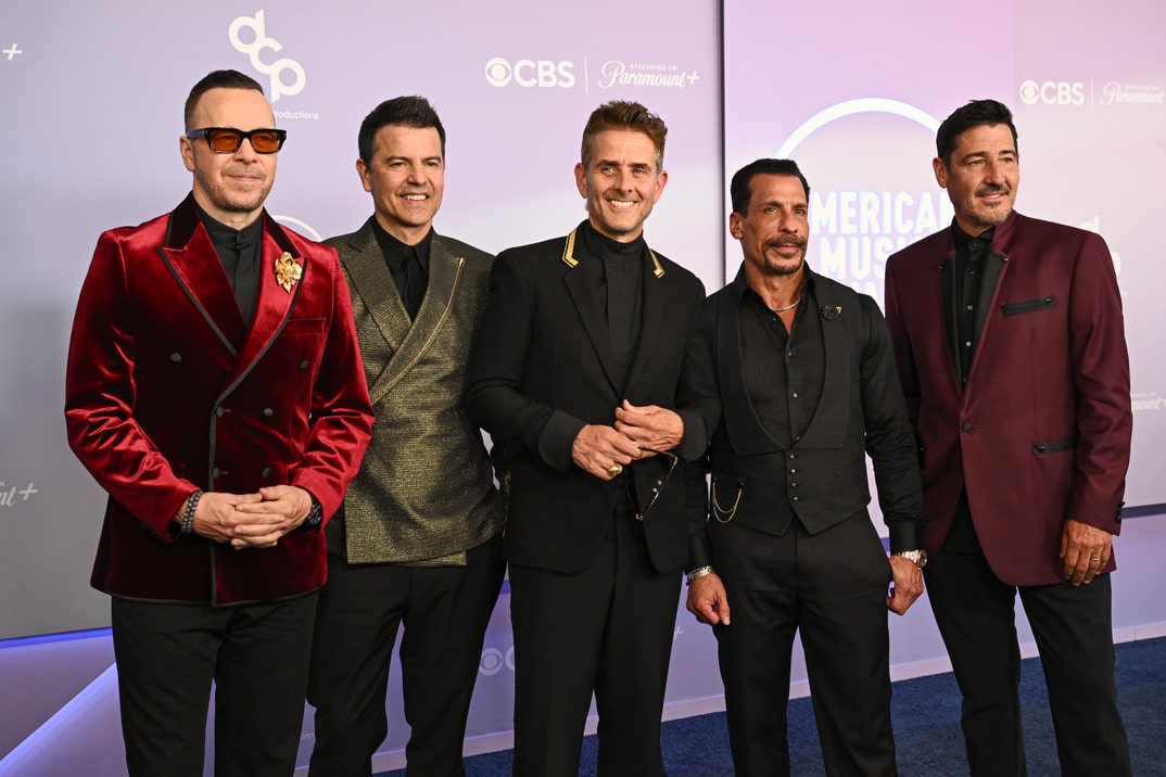 Donnie Wahlberg, Jordan Knight, Joey McIntyre, Danny Wood and Jonathan Knight of New Kids on the Block  GettyImages-2277623269