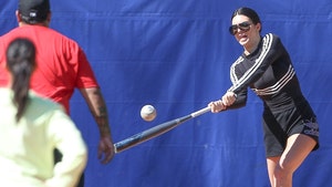 Kendall Jenner Plays Softball with Sisters, Takes Batting Practice and Grounders