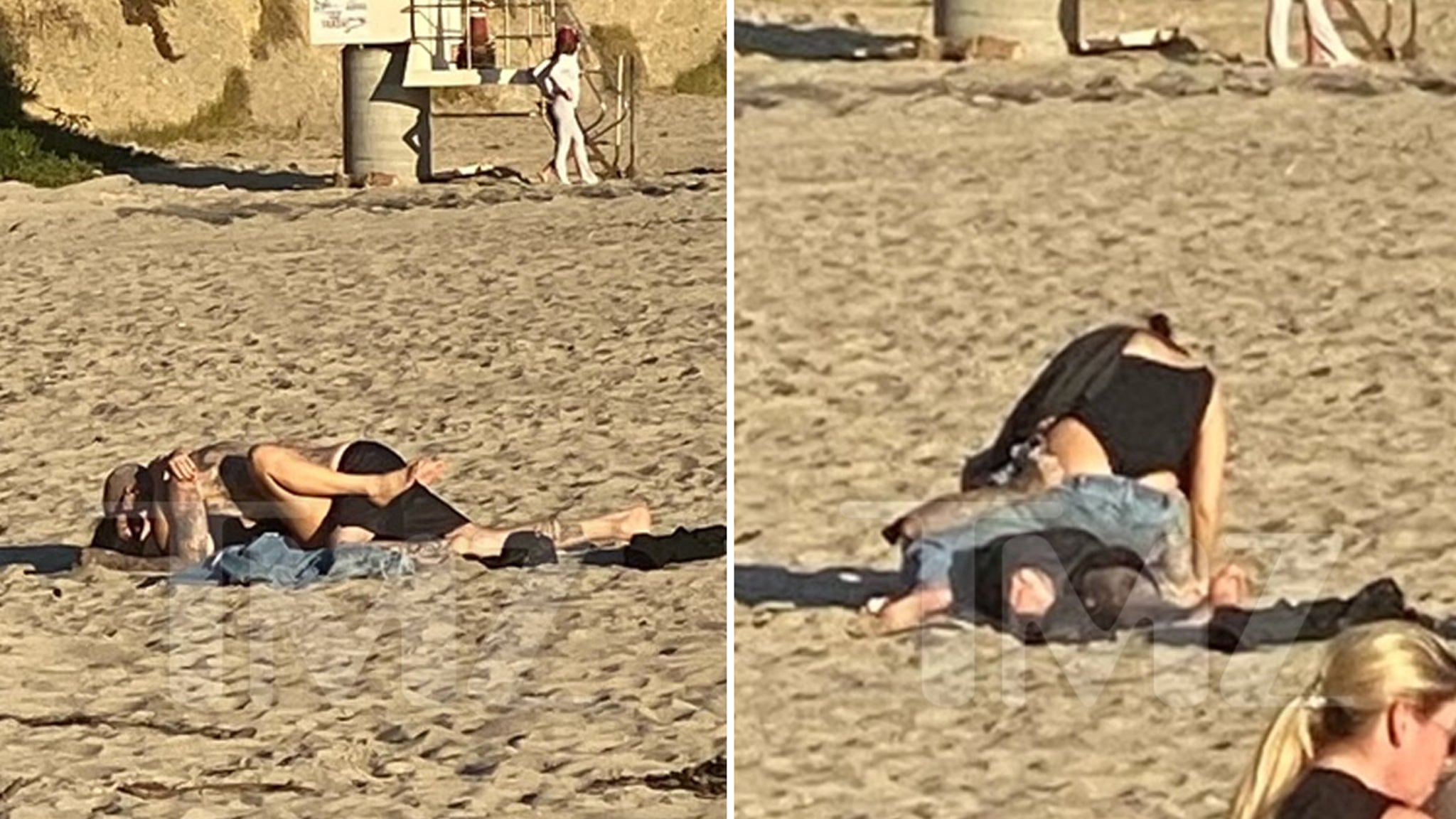 Kourtney Kardashian and Travis Barker Making Out at Public Beach