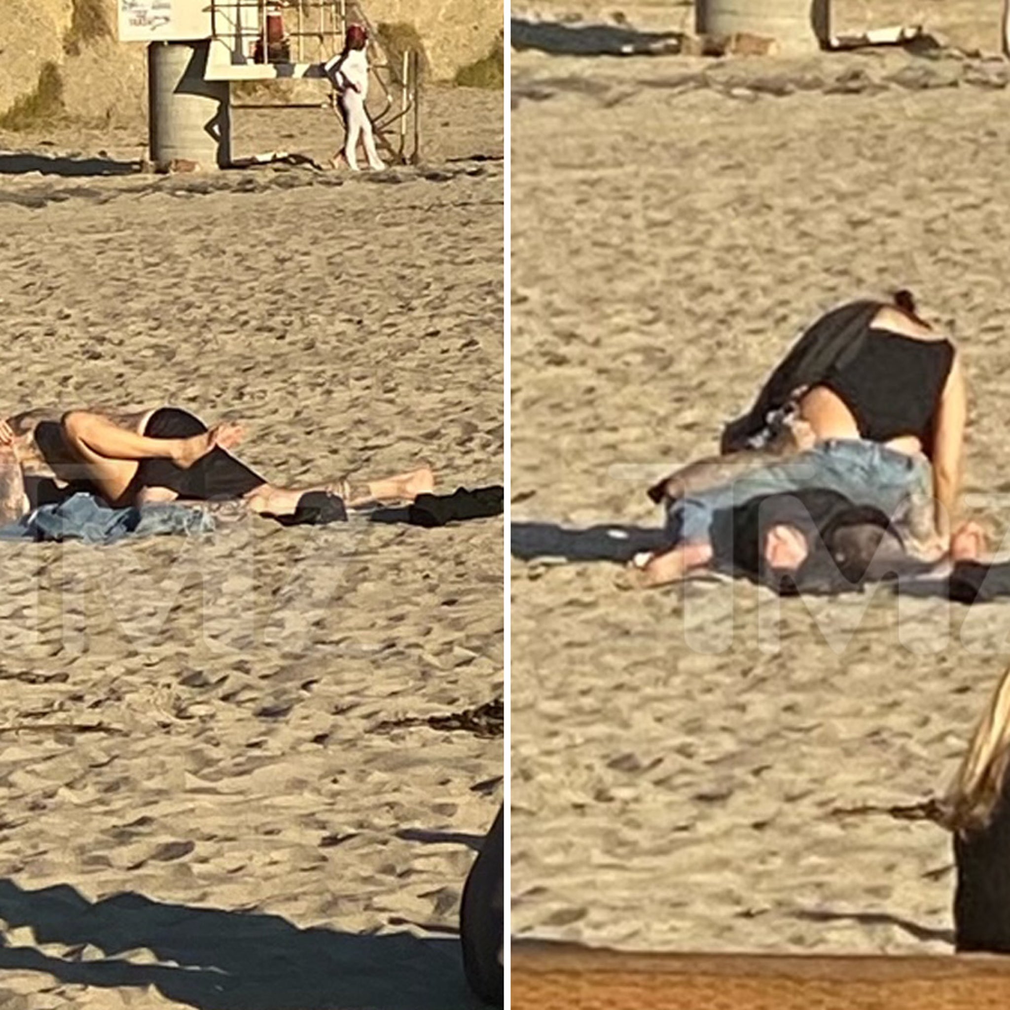 Kourtney Kardashian and Travis Barker Making Out at Public Beach