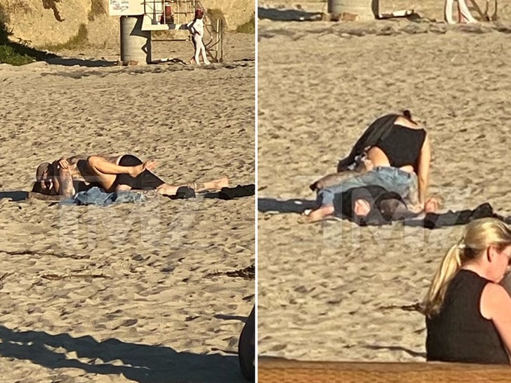 Kourtney Kardashian and Travis Barker Making Out In Public At Beach