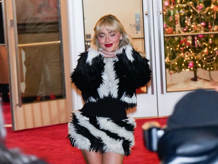 Sabrina Carpenter's Fur Fashion For Christmas Special Premiere