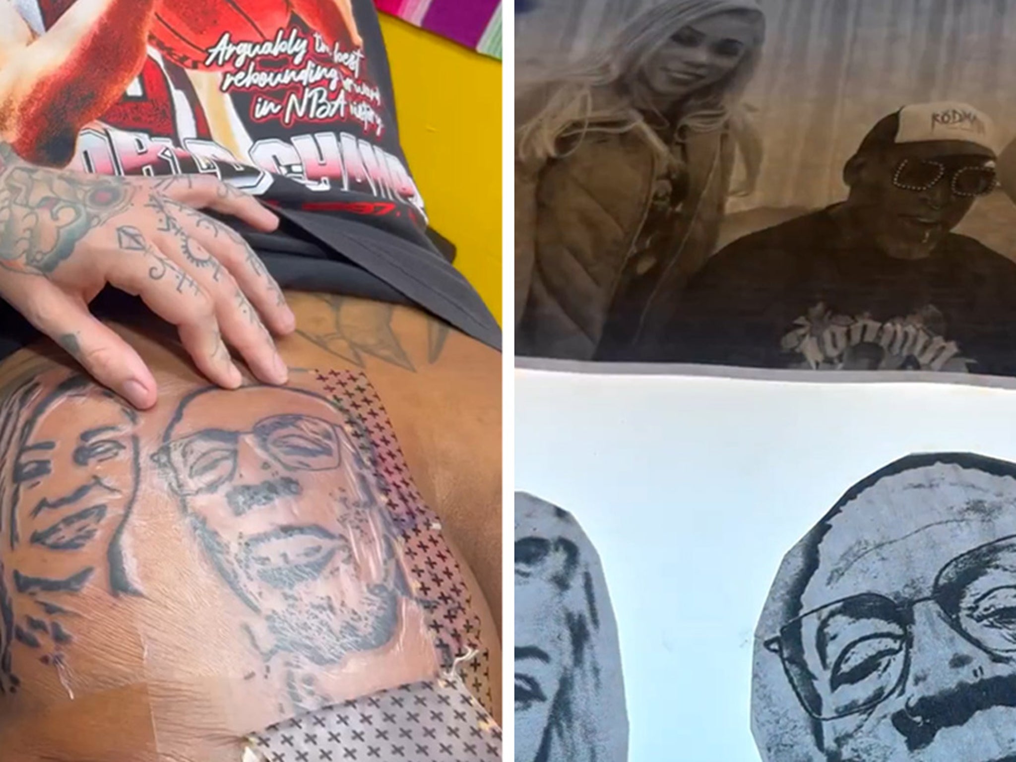 Dennis Rodman Tattoos Girlfriend's Face On Butt, Adds Self Portrait Too