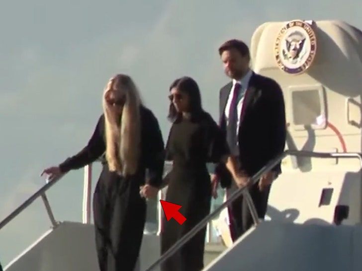 Erika Kirk, Usha Vance, & J.D. Vance exit Air Force Two