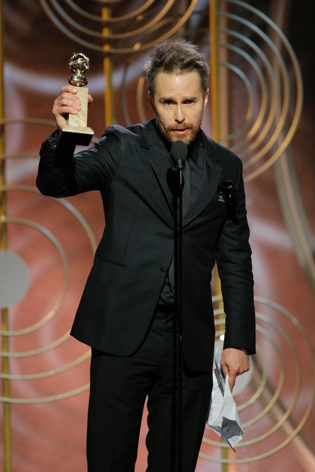 2018 -- Sam Rockwell accepts the award for Best Supporting Actor for “Three Billboards Outside Ebbing, Missouri.”