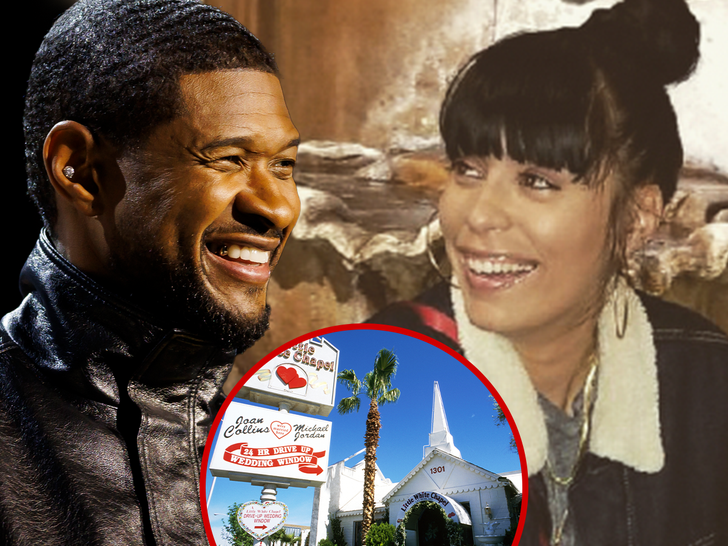 Usher se casou com Jennifer Goicoechea na Little White Wedding Chapel em Las Vegas