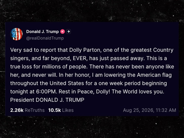 donald trump dolly parton truth social
