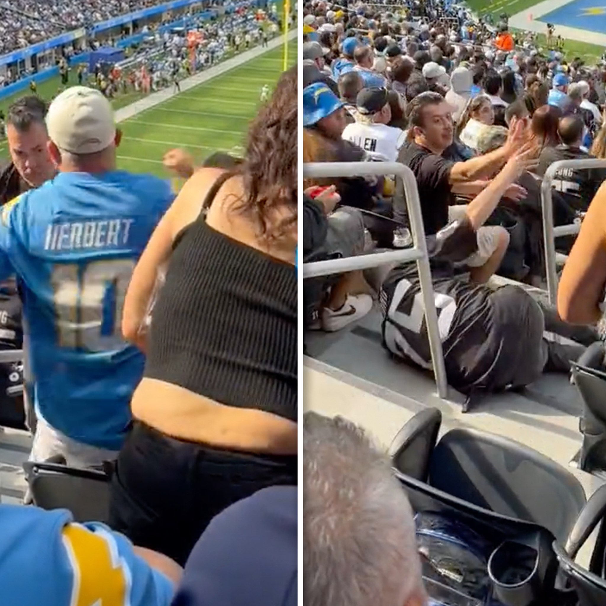 Raiders Fans Get In Wild Brawl At Chargers Game, Woman Punched In Face