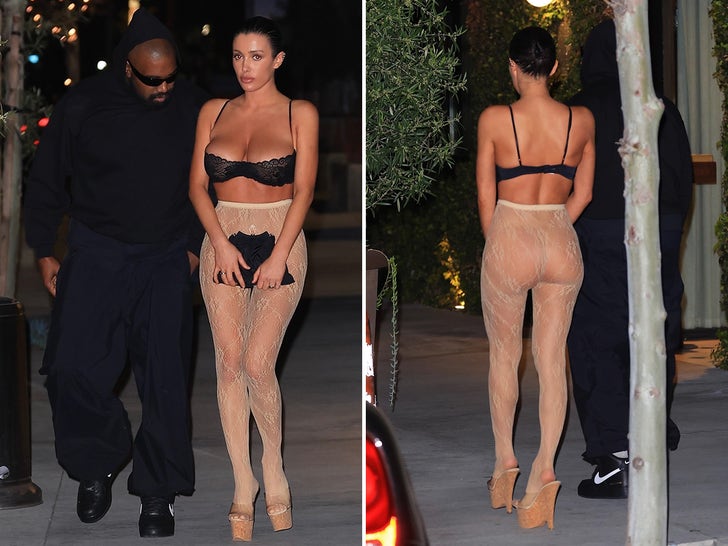 Bianca Censori Wears Nothing But Lace Bra During Kanye Date