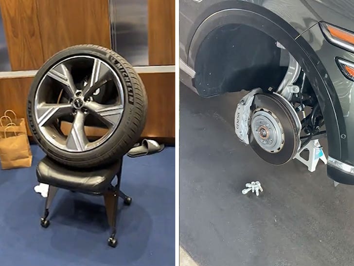 Adem Bona's car tire removed