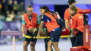 Lamecha Girma On a Stretcher After Falling At The Olympics