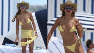Brooks Nader  Wearing A Yellow Bikini On The Beach In Miami