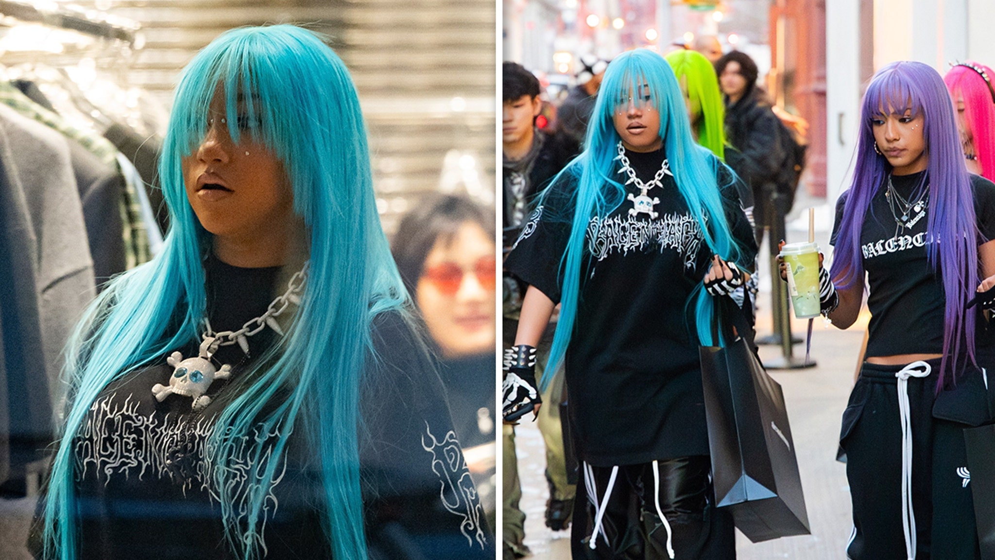 North West Neon-overname met vrienden bij Alexander Wang in NYC