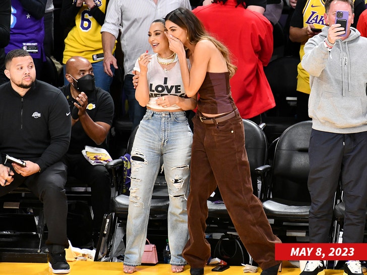 kim kardashian at lakers game may 8 with friend sarah staudinger getty