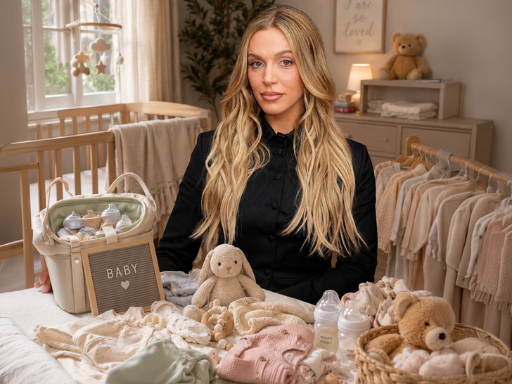 Alex Cooper with baby items Getty